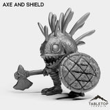 Tabletop Terrain Miniature Axe and Shield Murlocs with Weapons
