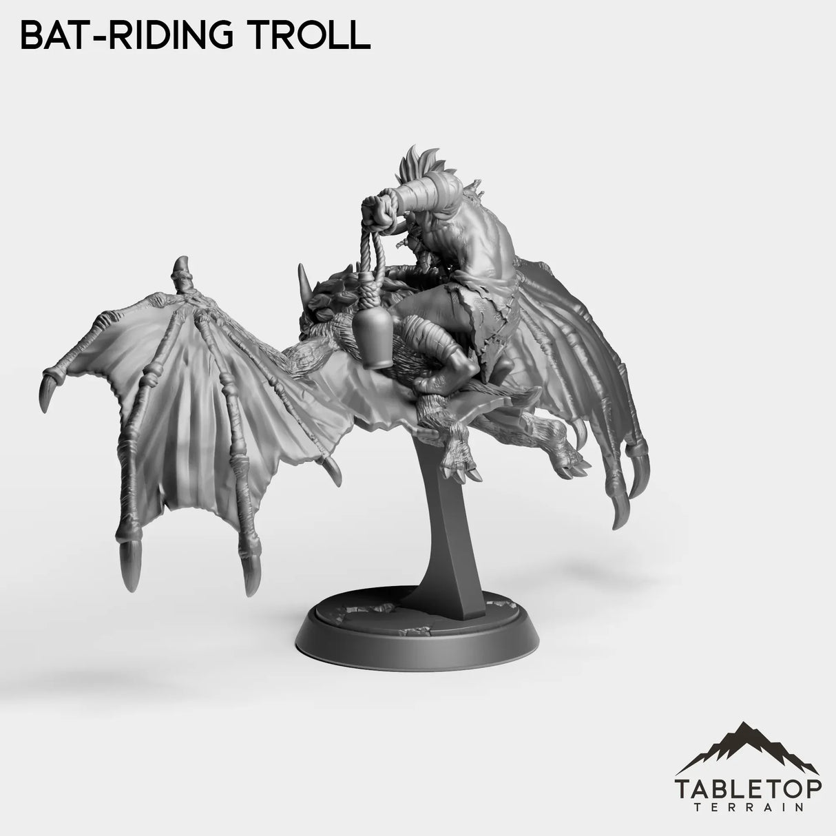 Tabletop Terrain Miniature Bat-Riding Troll