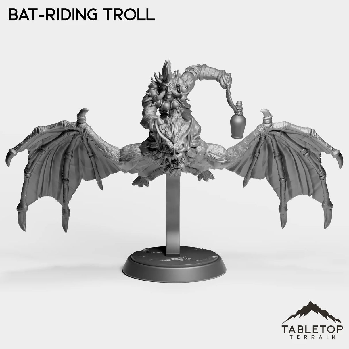 Tabletop Terrain Miniature Bat-Riding Troll