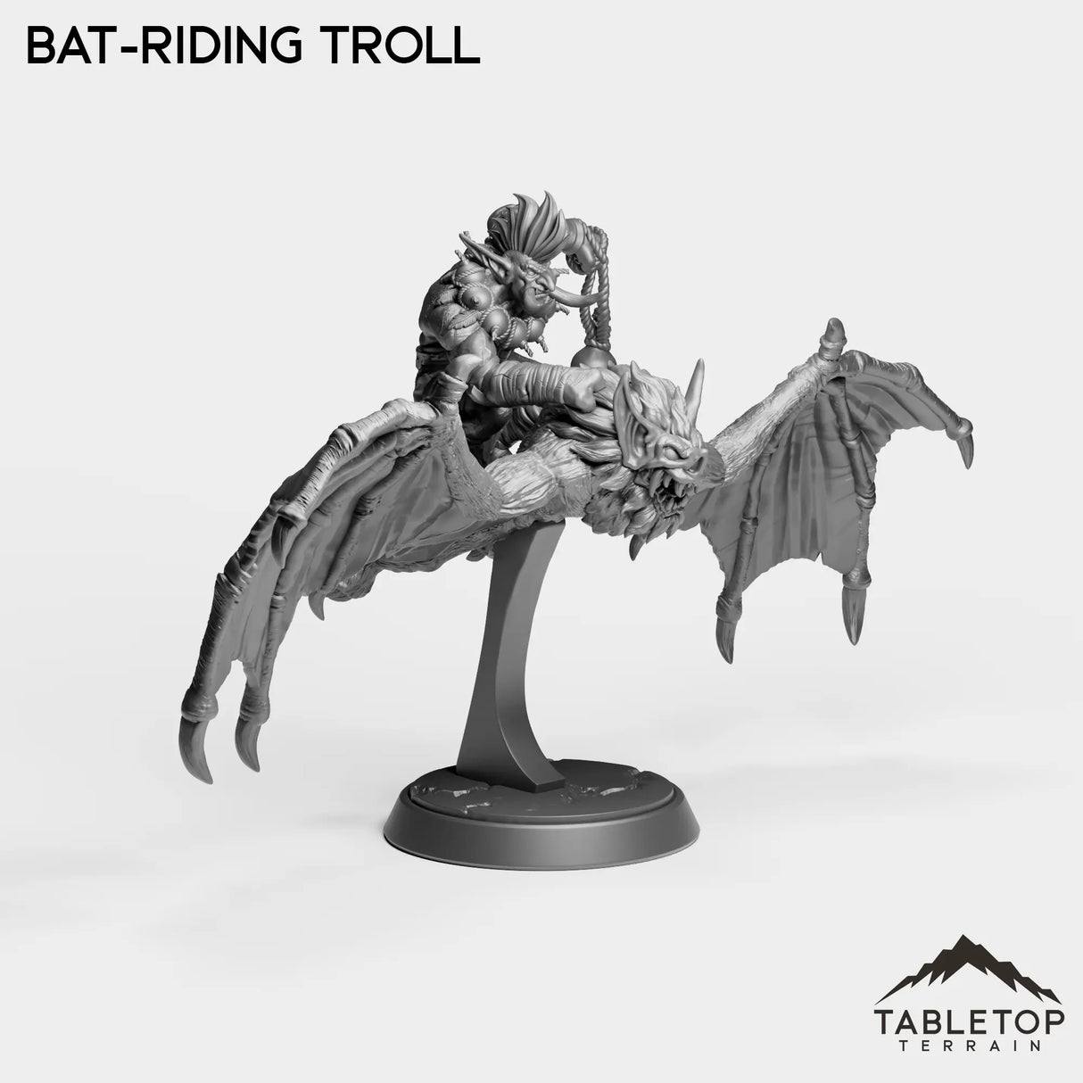 Tabletop Terrain Miniature Bat-Riding Troll