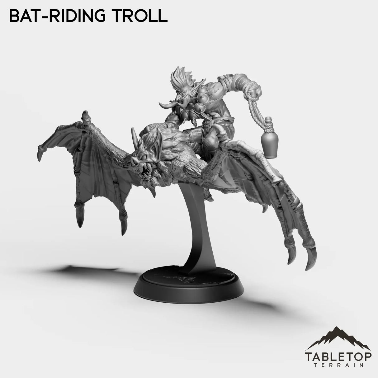 Tabletop Terrain Miniature Bat-Riding Troll