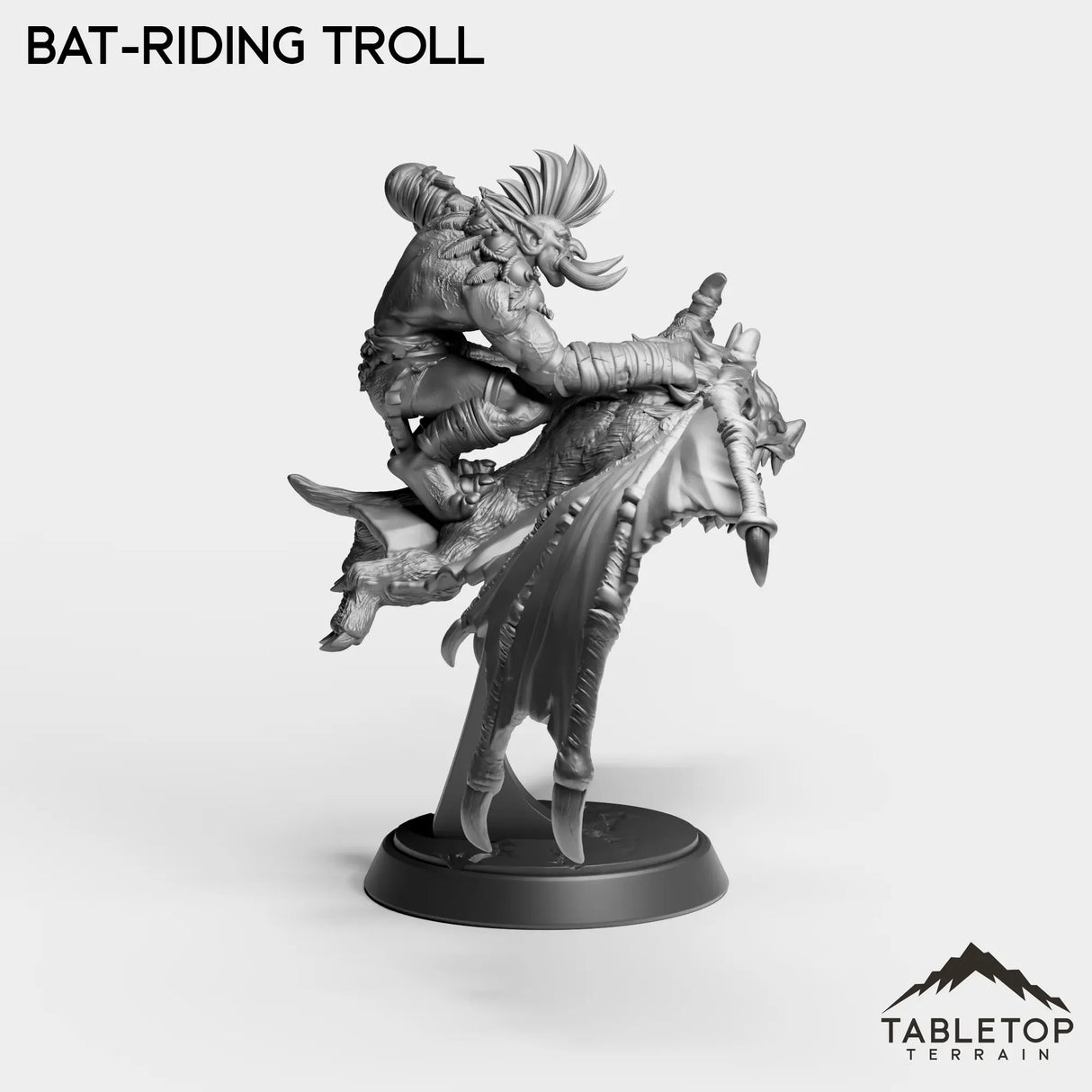 Tabletop Terrain Miniature Bat-Riding Troll