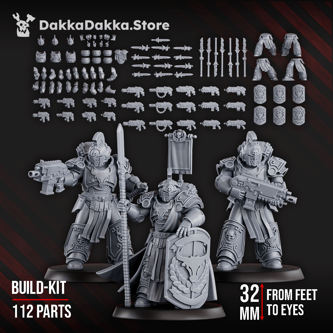 Tabletop Terrain Miniature Bullwhip Clan Warriors (build kit) - Prime Armored Battleline Squad of Space Knights