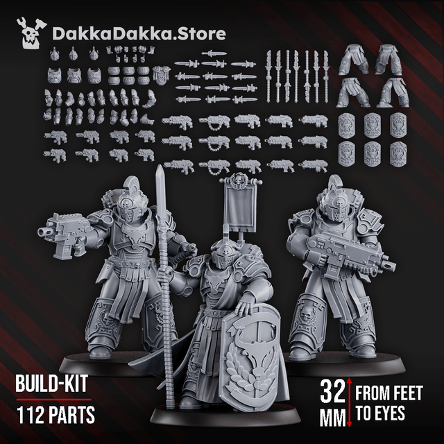 Tabletop Terrain Miniature Bullwhip Clan Warriors (build kit) - Prime Armored Battleline Squad of Space Knights