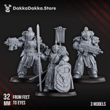 Tabletop Terrain Miniature Bullwhip Clan Warriors (x3) - Prime Armored Battleline Squad of Space Knights