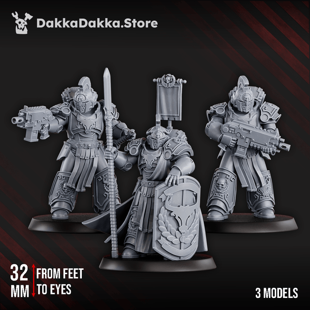 Tabletop Terrain Miniature Bullwhip Clan Warriors (x3) - Prime Armored Battleline Squad of Space Knights