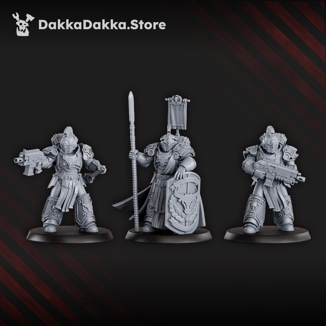 Tabletop Terrain Miniature Bullwhip Clan Warriors (x3) - Prime Armored Battleline Squad of Space Knights