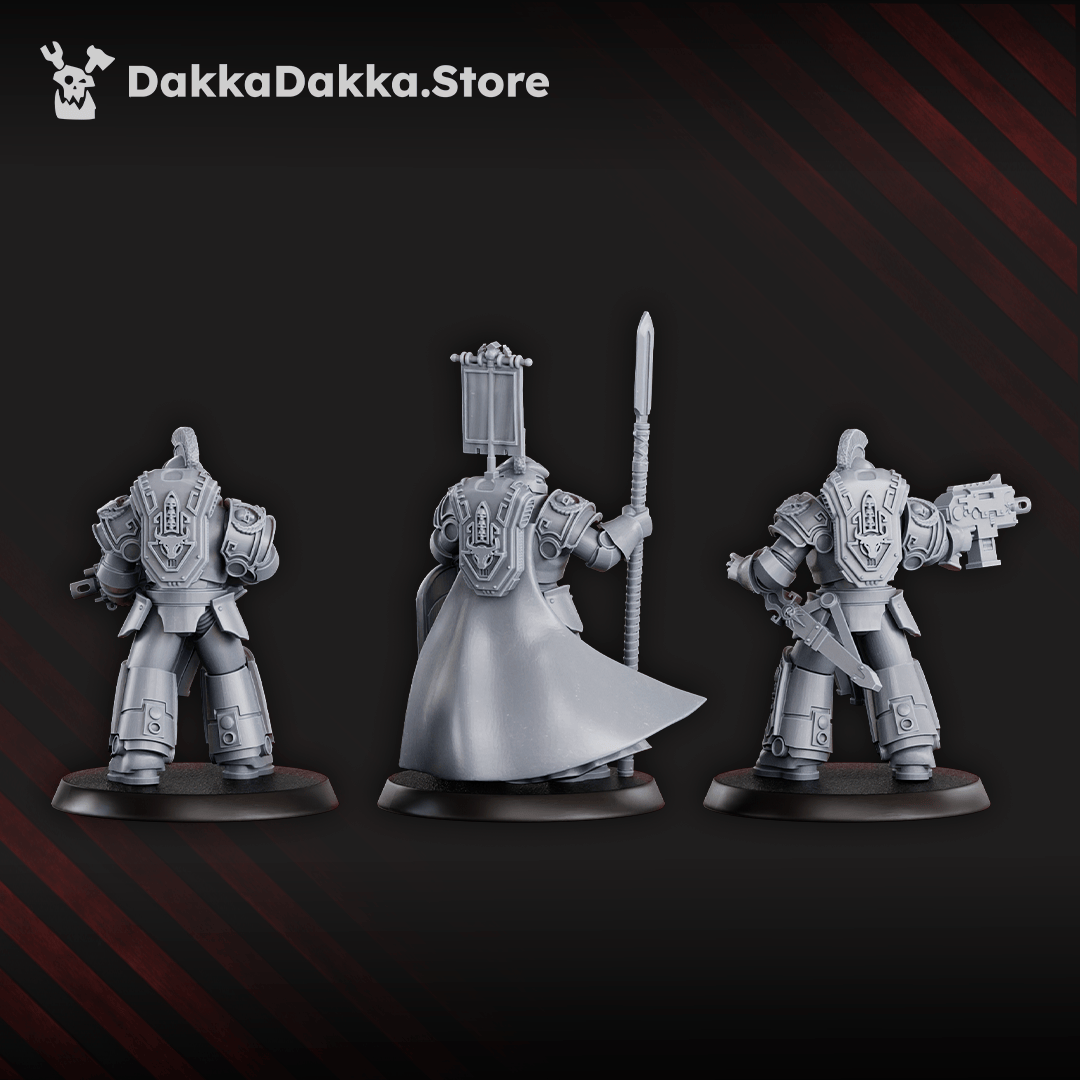 Tabletop Terrain Miniature Bullwhip Clan Warriors (x3) - Prime Armored Battleline Squad of Space Knights