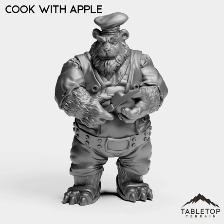 Tabletop Terrain Miniature Cook with Apple Panda Cook
