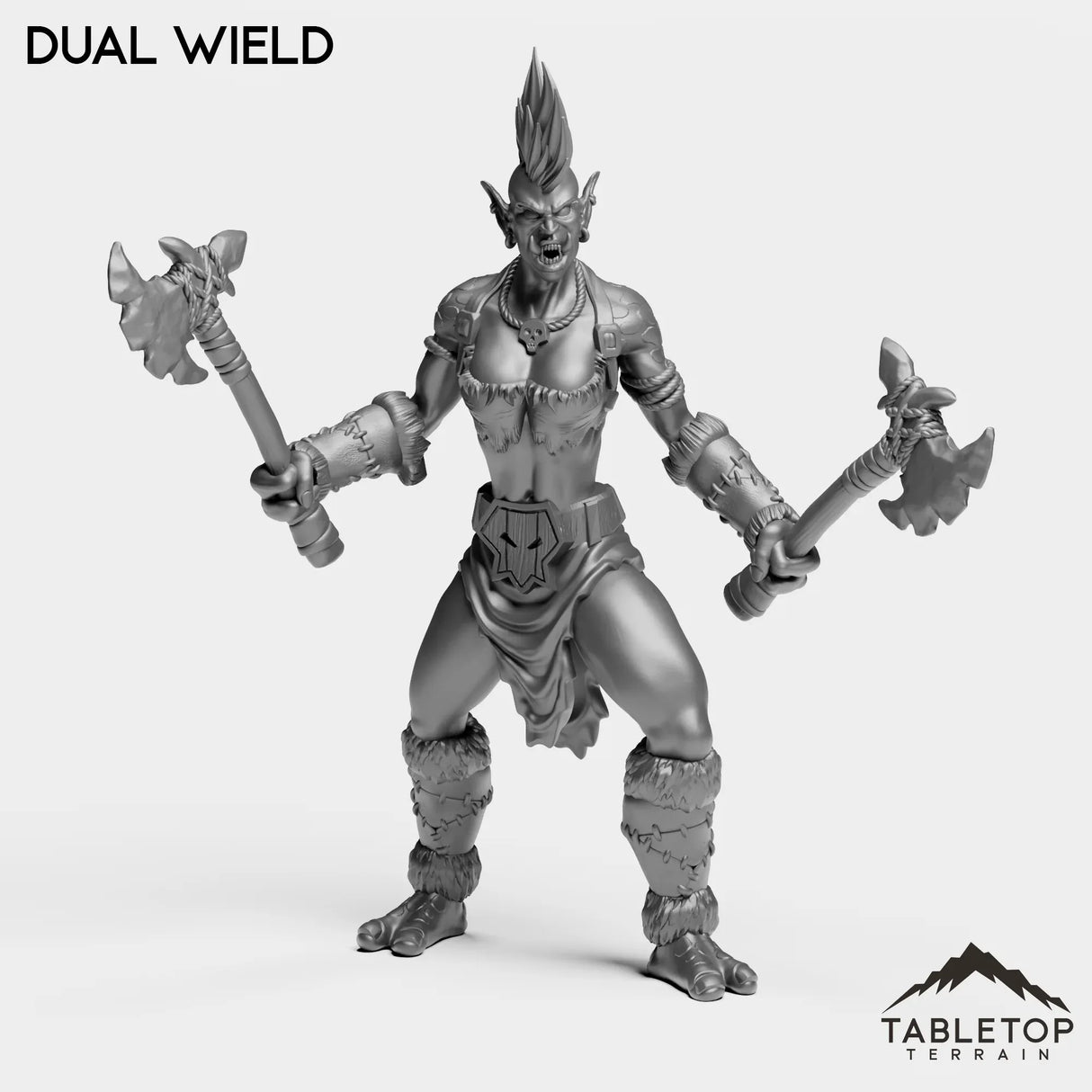 Tabletop Terrain Miniature Dual Wield Troll Tribe Berserker Warrior Female