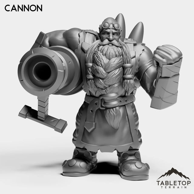 Tabletop Terrain Miniature Dwarf With Cannon