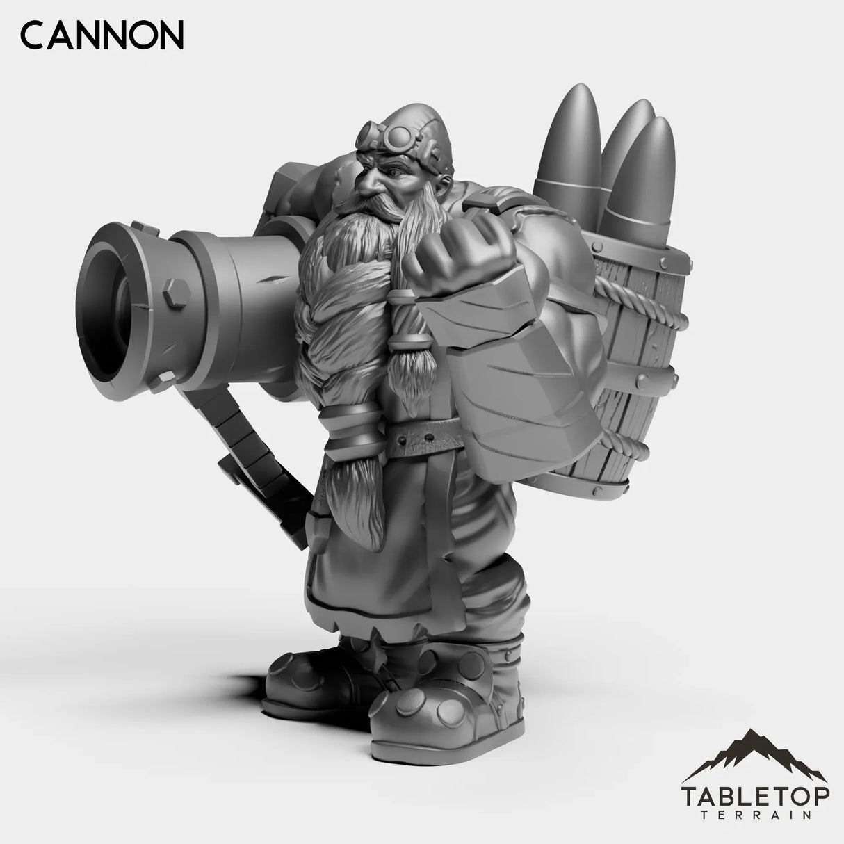 Tabletop Terrain Miniature Dwarf With Cannon