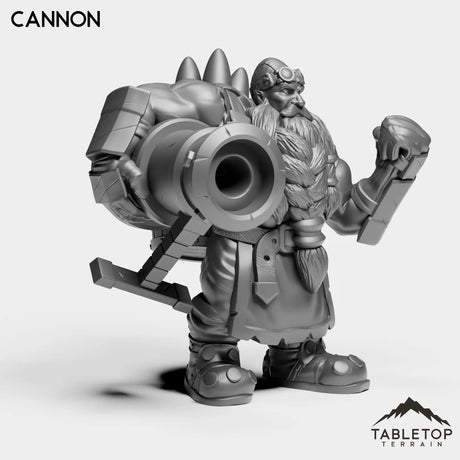 Tabletop Terrain Miniature Dwarf With Cannon