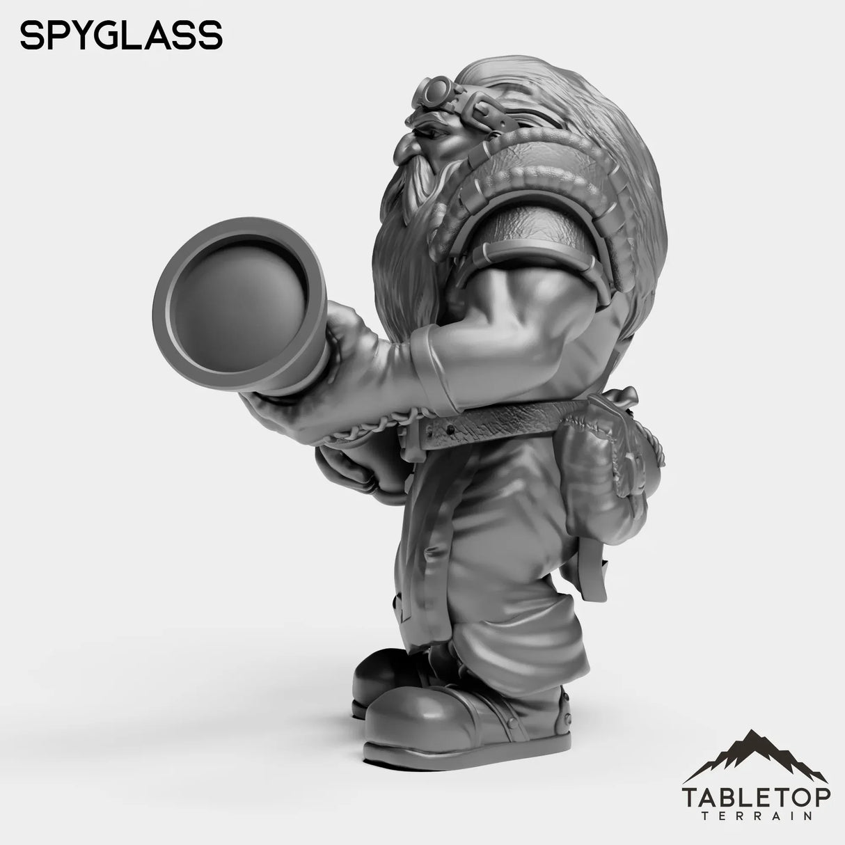 Tabletop Terrain Miniature Dwarf with Spyglass