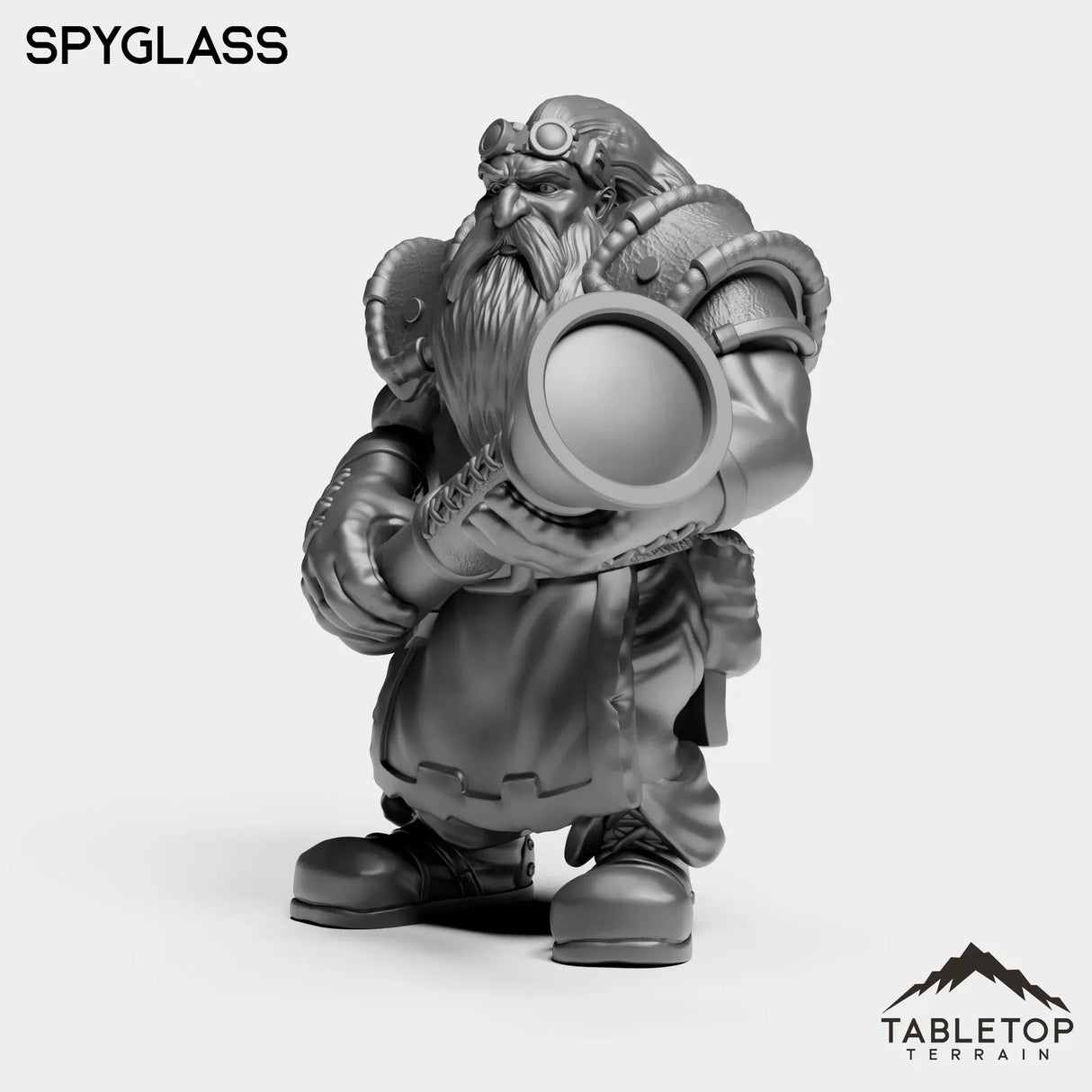 Tabletop Terrain Miniature Dwarf with Spyglass