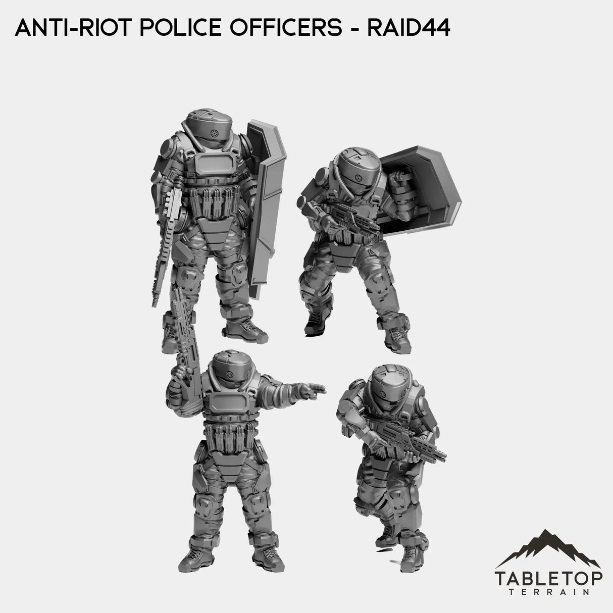 Tabletop Terrain Miniature Full Set Anti-Riot Police Officers - Raid44