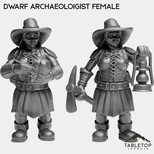 Tabletop Terrain Miniature Full Set Dwarf Archaeoloigist Female