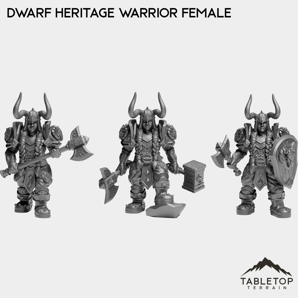 Tabletop Terrain Miniature Full Set Dwarf Heritage Warrior Female