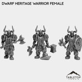Tabletop Terrain Miniature Full Set Dwarf Heritage Warrior Female