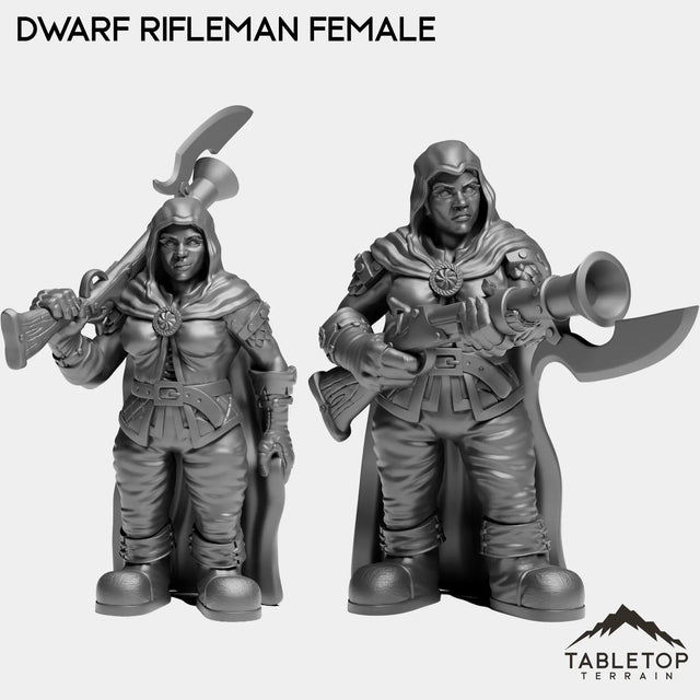 Tabletop Terrain Miniature Full Set Dwarf Rifleman Female