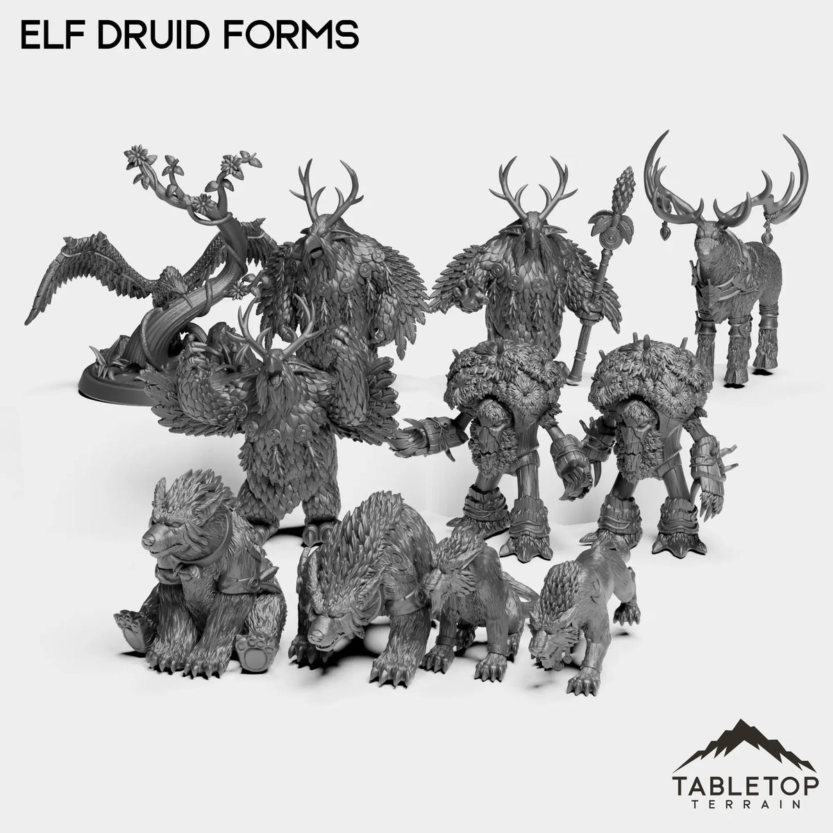 Tabletop Terrain Miniature Full Set Elf Druid Forms