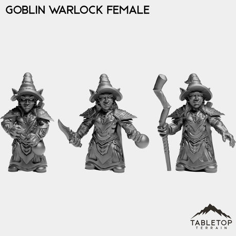 Tabletop Terrain Miniature Full Set Goblin Warlock Female