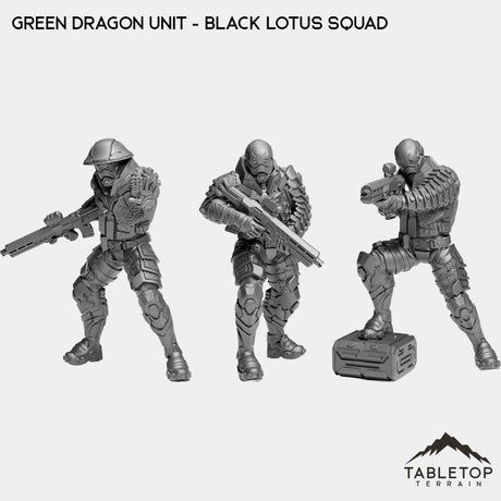 Tabletop Terrain Miniature Full Set Green Dragon Unit - Black Lotus Squad