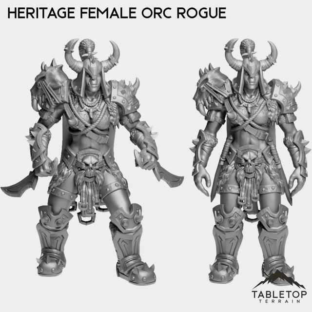 Tabletop Terrain Miniature Full Set Heritage Female Orc Rogue