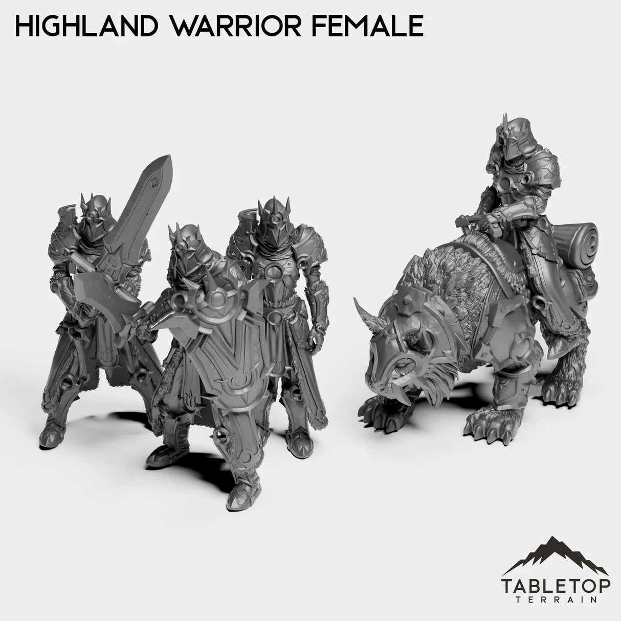 Tabletop Terrain Miniature Full Set Highland Warrior Female