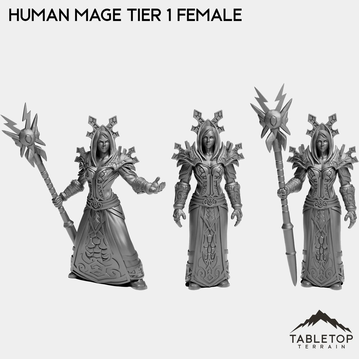 Tabletop Terrain Miniature Full Set Human Mage Tier 1 Female