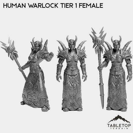 Tabletop Terrain Miniature Full Set Human Warlock Tier 1 Female