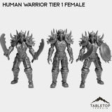 Tabletop Terrain Miniature Full Set Human Warrior Tier 1 Female