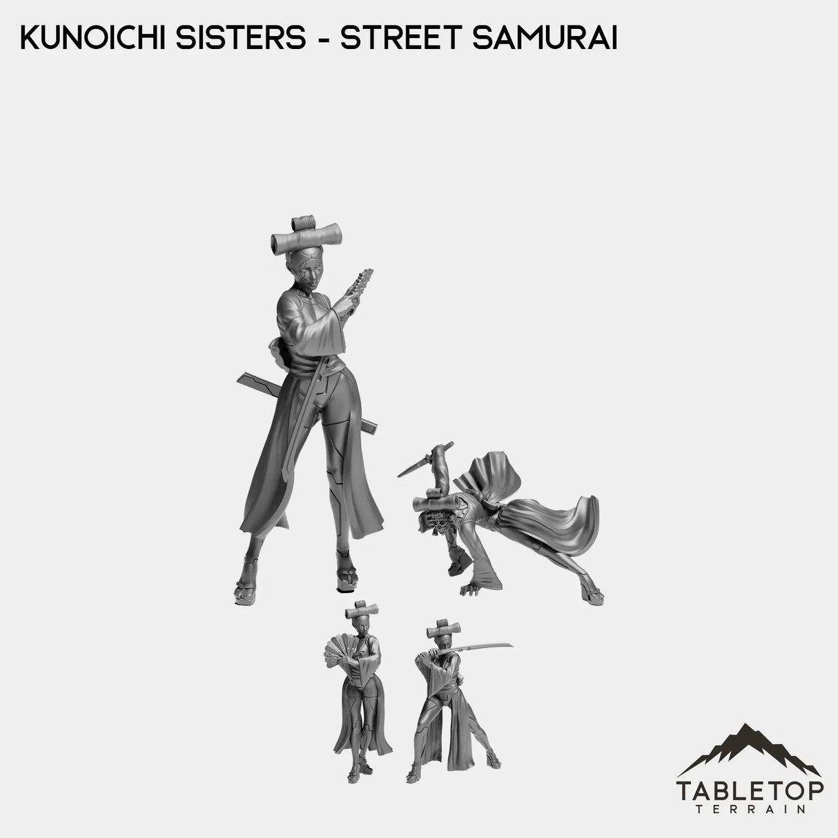 Tabletop Terrain Miniature Full Set Kunoichi Sisters - Street Samurai
