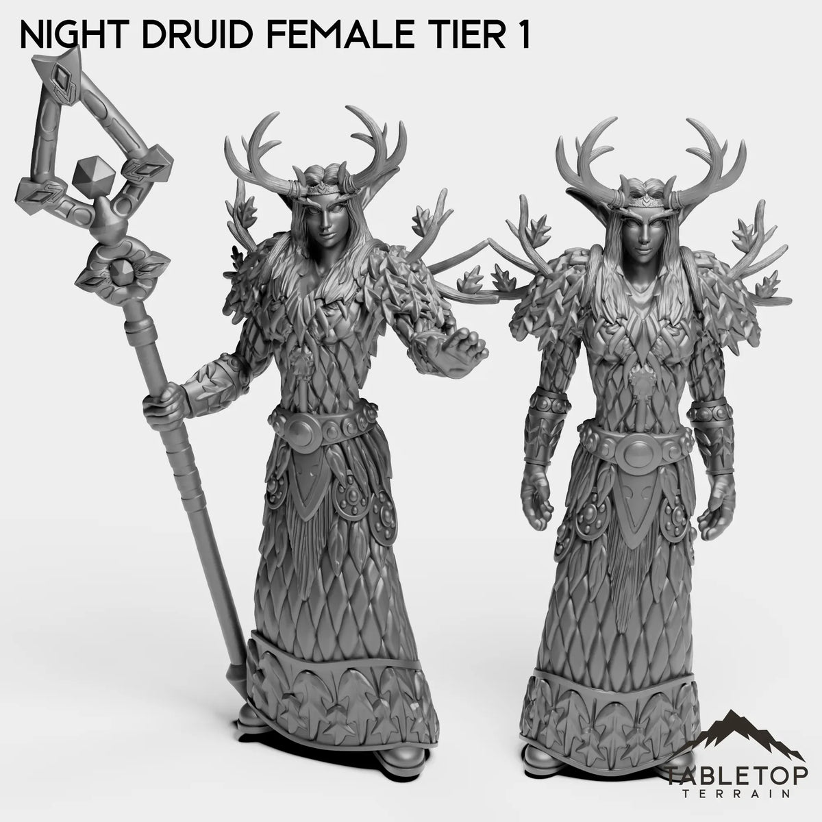 Tabletop Terrain Miniature Full Set Night Druid Female Tier 1