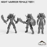 Tabletop Terrain Miniature Full Set Night Warrior Female Tier 1