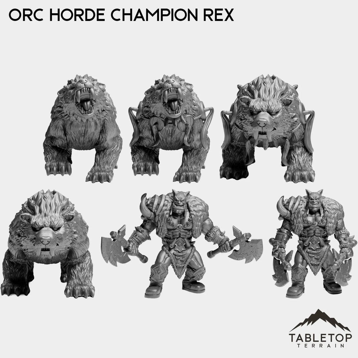 Tabletop Terrain Miniature Full Set Orc Horde Champion Rex
