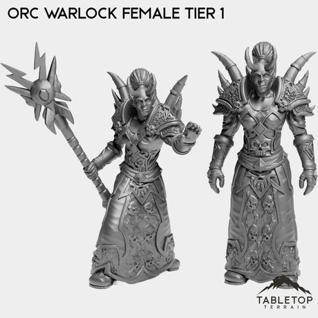 Tabletop Terrain Miniature Full Set Orc Warlock Female Tier 1
