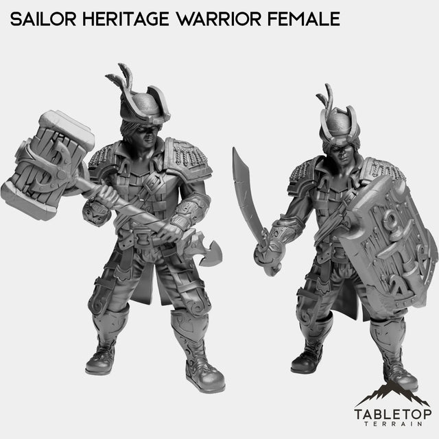 Tabletop Terrain Miniature Full Set Sailor Heritage Warrior Female