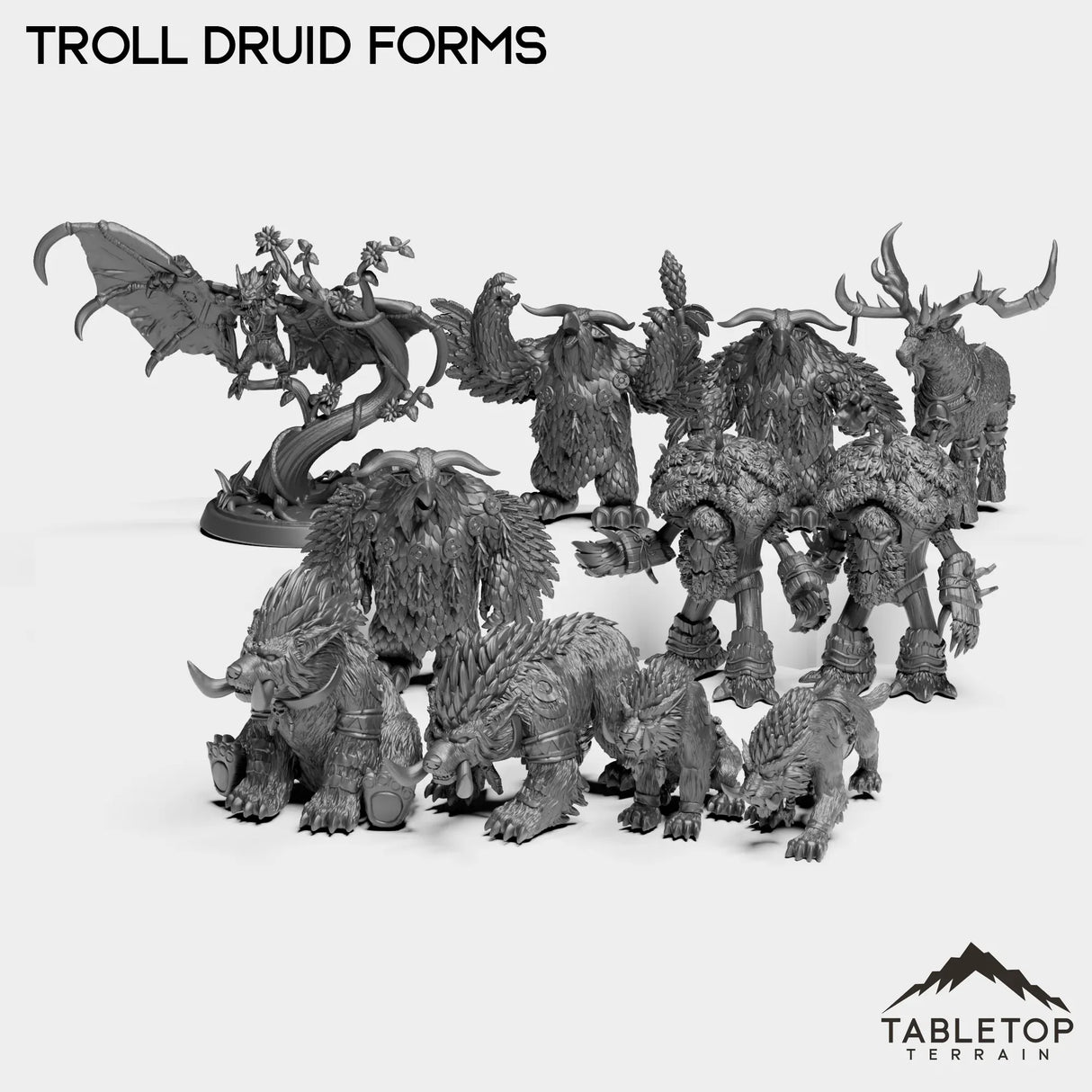 Tabletop Terrain Miniature Full Set Troll Druid Forms