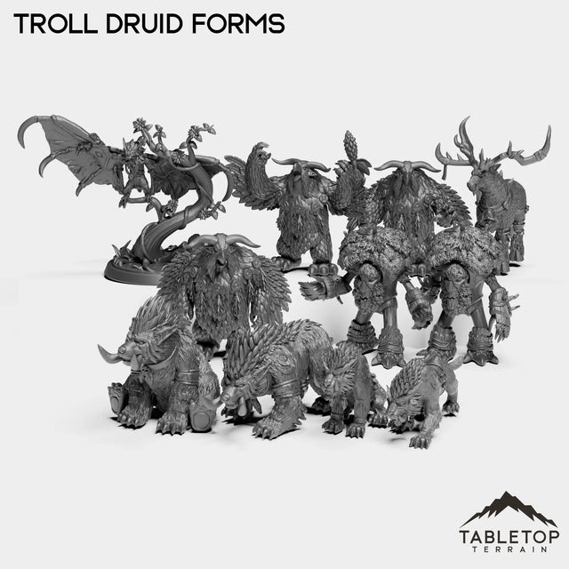 Tabletop Terrain Miniature Full Set Troll Druid Forms
