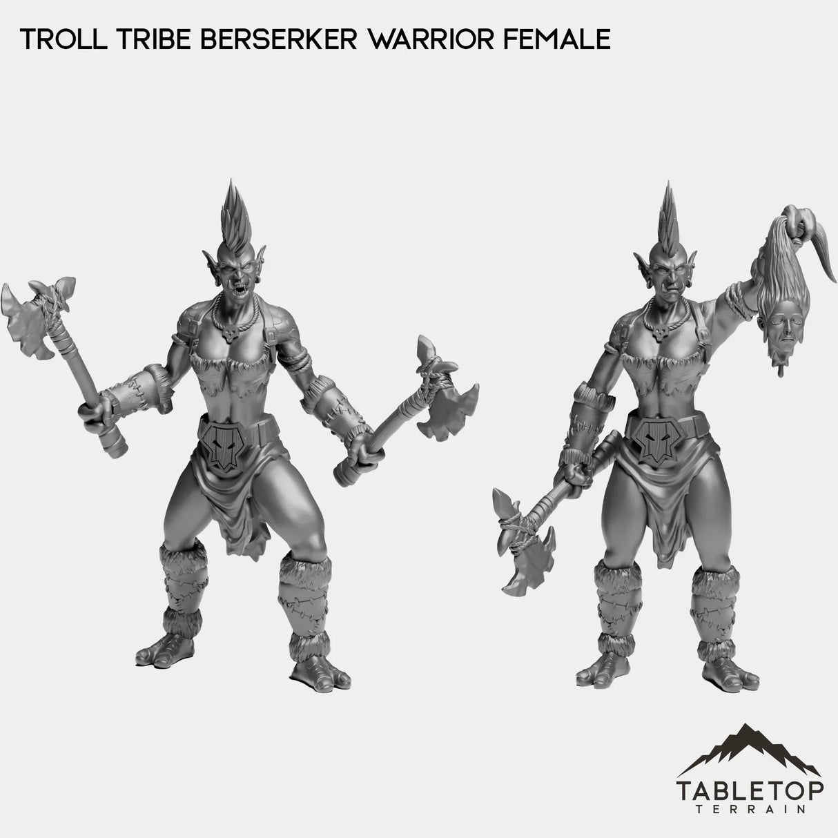 Tabletop Terrain Miniature Full Set Troll Tribe Berserker Warrior Female