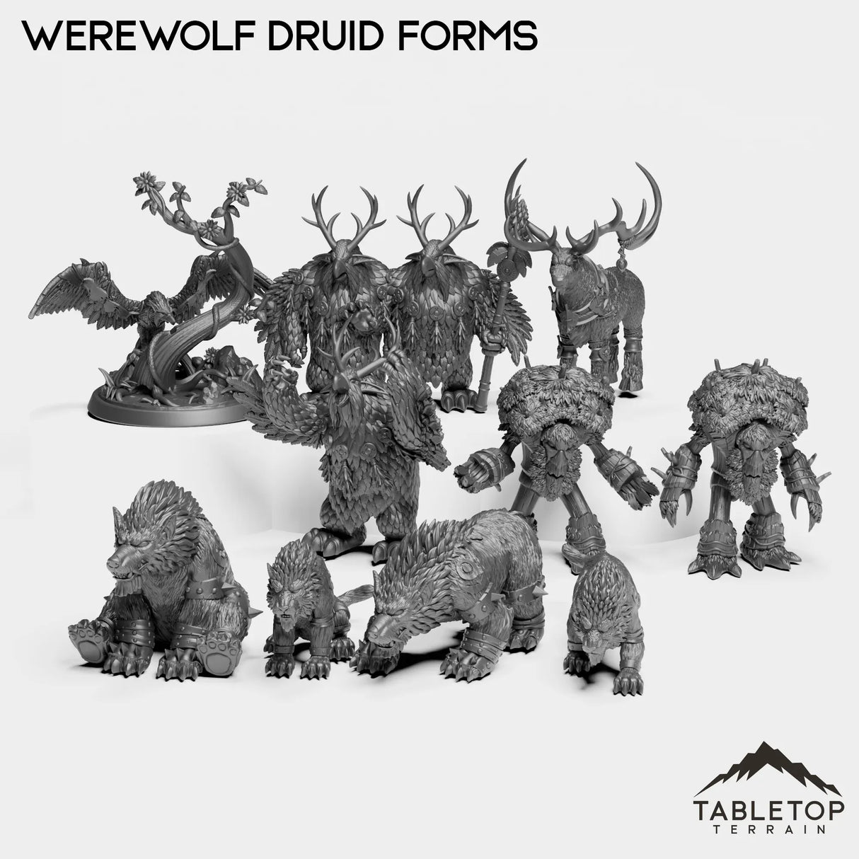 Tabletop Terrain Miniature Full Set Werewolf Druid Forms