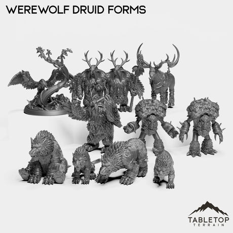 Tabletop Terrain Miniature Full Set Werewolf Druid Forms