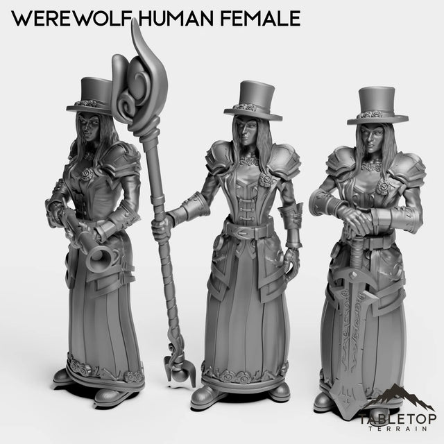 Tabletop Terrain Miniature Full Set Werewolf Human Female