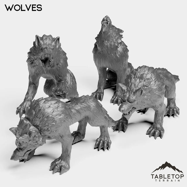 Tabletop Terrain Miniature Full Set Wolves