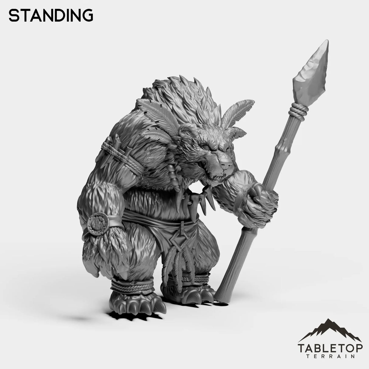 Tabletop Terrain Miniature Furbolg With Spear