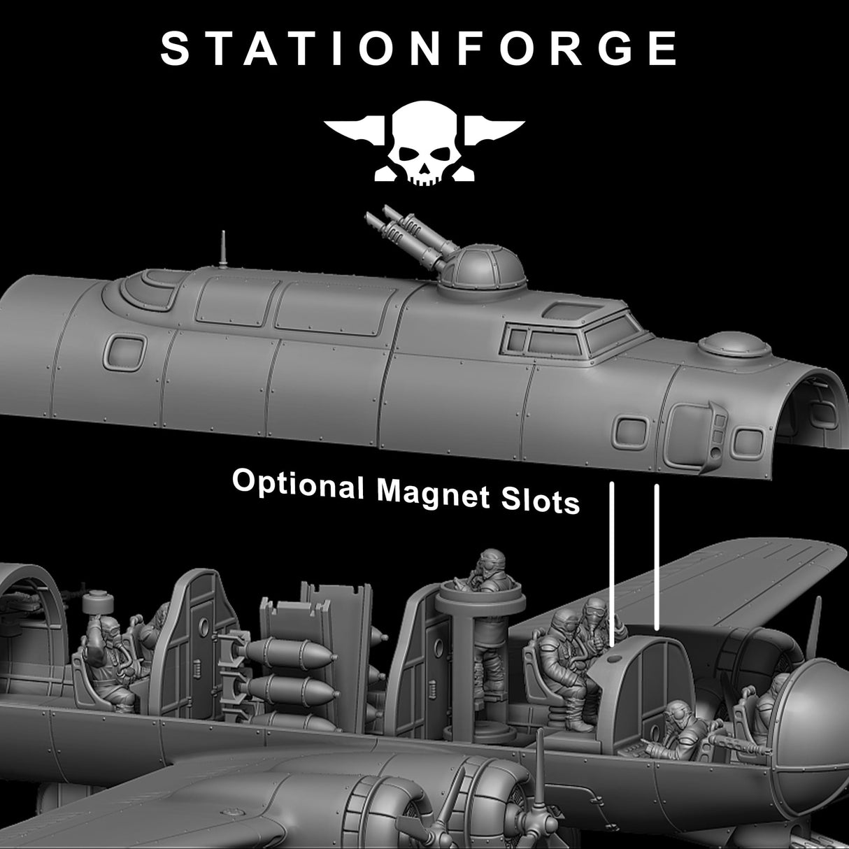Tabletop Terrain Miniature GrimGuard Bomber with Interior
