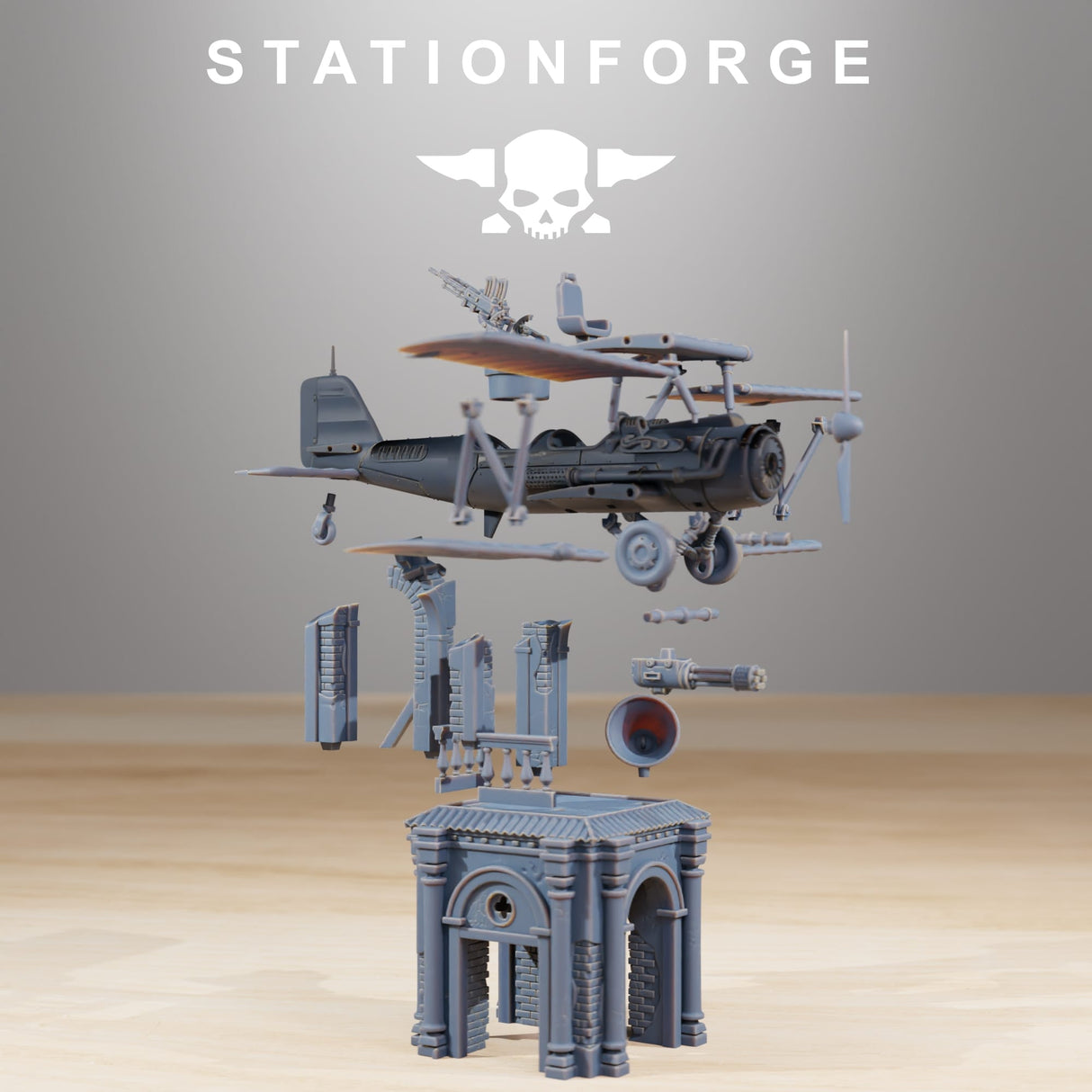 Tabletop Terrain Miniature GrimGuard SF-14A Biplane