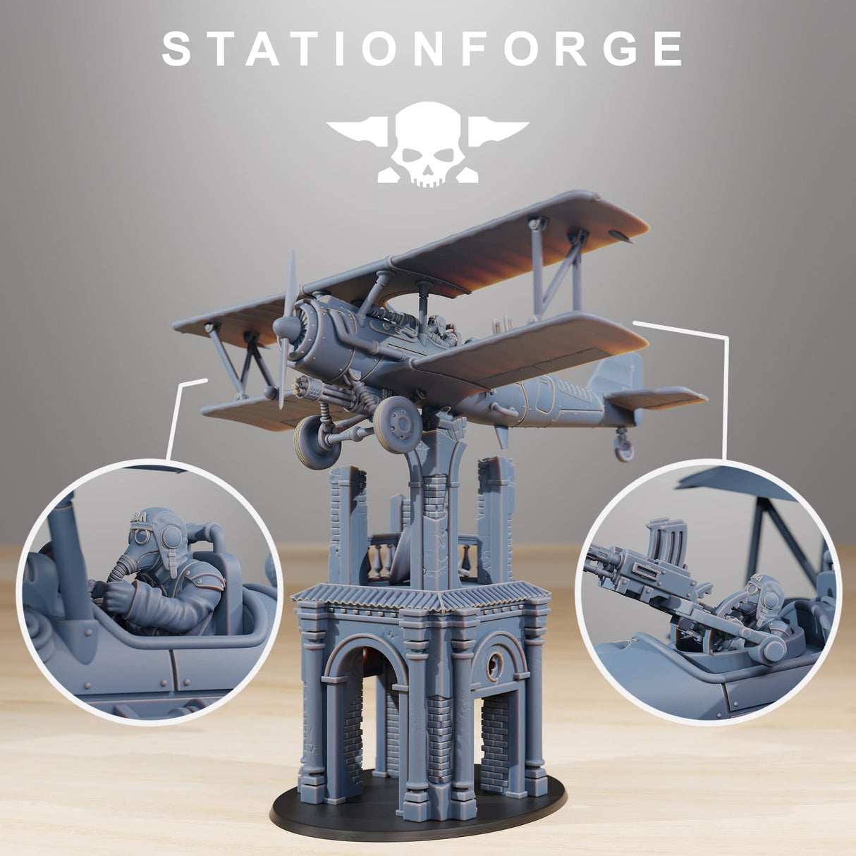 Tabletop Terrain Miniature GrimGuard SF-14A Biplane