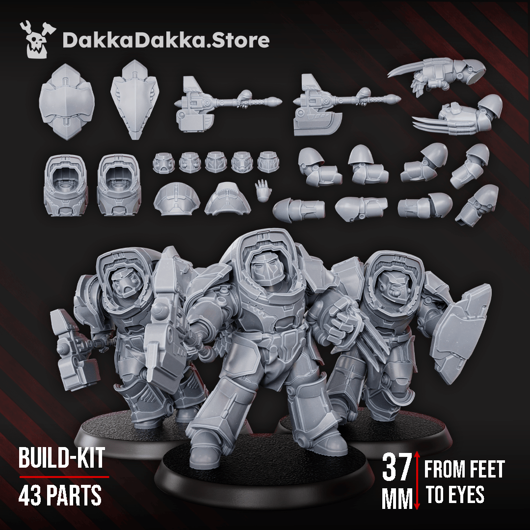 Tabletop Terrain Miniature Heavy Knights of the Golden Pavise (build kit) - Destroyer Armored Space Assault Squad of Citadel Vanguard